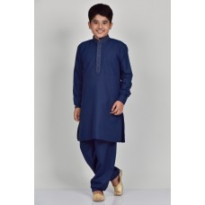 Navy Blue Boys Embroidered Kurta Shalwar