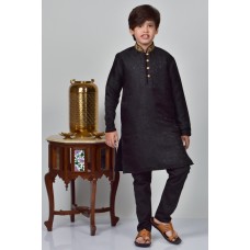 Black Punjabi Boys Kurta Pajama Set