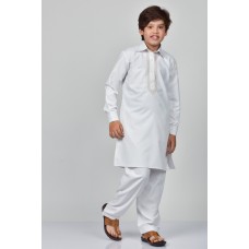 White Embroidered Kameez Shalwar Kids Eid Suit