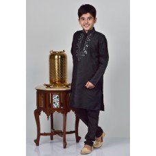 Black Embroidered Kids Kurta Eid Suit