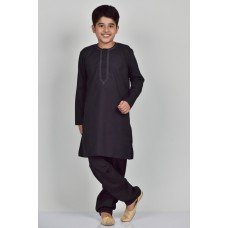 Black Kurta Shalwar Indian Suit for Boys