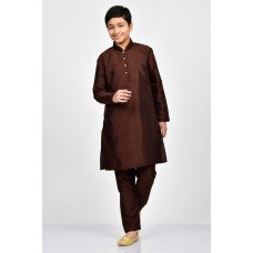 Brown Readymade Boys Kurta Pajama Set