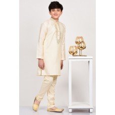 Cream Embroidered Fancy Wedding Kurta for Boy