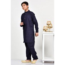 Navy Blue Plain Comfortable Boys Kurta Shalwar 