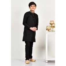 Black Kurta Pajama Set for Boys Pakistani Trendy Suit