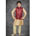 Maroon Brocade Style Kids Waistcoat