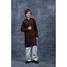 Dark Maroon Embroidered Eid Kurta Pajama Designer Boyswear