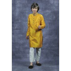 Mustard Embroidered Wedding Kurta Pajama Indian Boys Suit