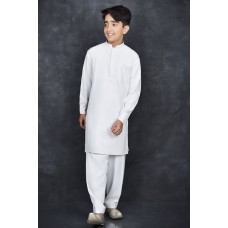 Brilliant White Pakistani Simple Yet Stylish Boys Suit