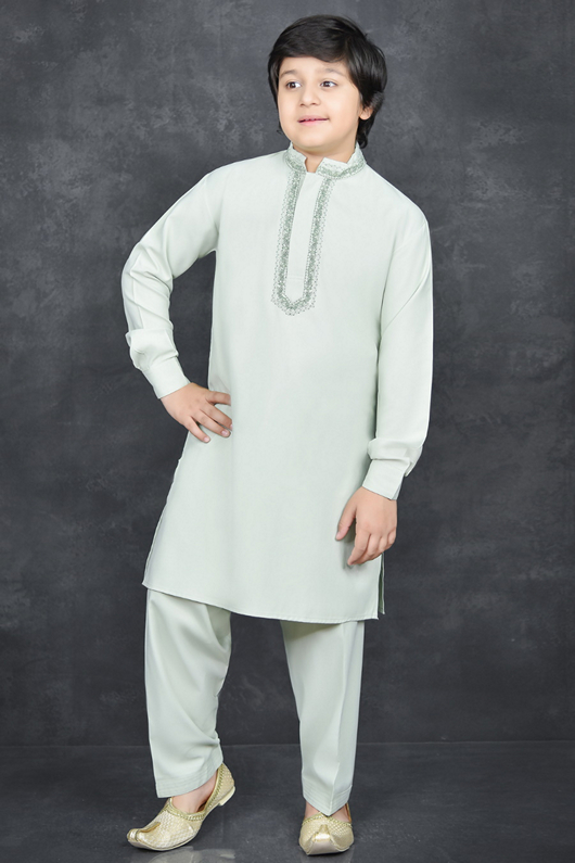 PISTA GREEN MODEST PAKISTANI BOYS KURTA SHALWAR