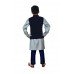 GREY AND NAVY BLUE WAISTCOAT AND KURTA READY MADE BOYSWEAR SUIT