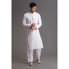 White Pakistani Designer Mens Eid Kurta Shalwar