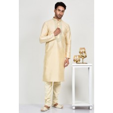 Light Gold Indian Mens Festive Kurta Pajama Set