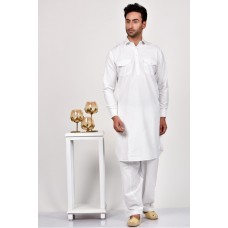 White Pakistani Mens Shalwar Kameez