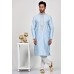 Sky Blue Embroidered Pakistani Mens Kurta White Pajama