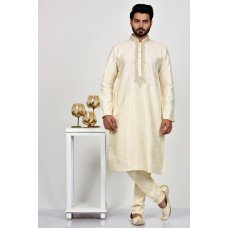 Cream Pakistani Designer Kurta Pajama Suit