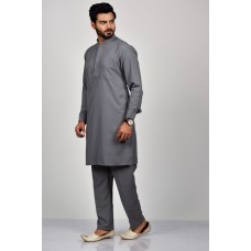 Dark Grey Pakistani Mens Short Kurta Pajama Set