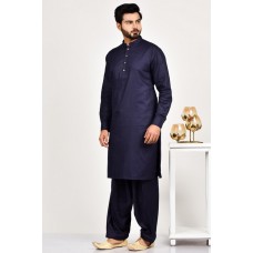 Navy Blue Pakistani Kurta Shalwar Designer Menswear