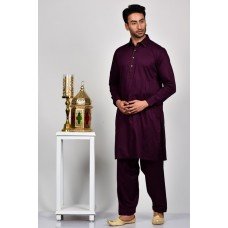 Dark Plum Indian Designer Mens Kurta Shalwar