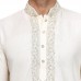 Cream Pakistani Mens Embroidered Festive Kurta Set