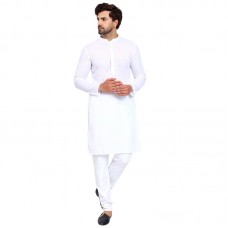 White Graceful Self Design Kurta Set