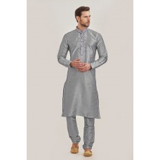 Silver Grey Indian Designer Mens Kurta Pajama