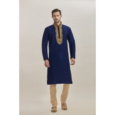 Navy Blue Readymade Kurta Pajama For Mens