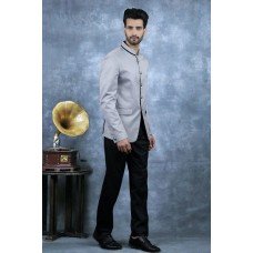 Steel Grey Indian Mens Formal Prince Coat