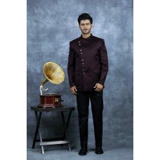 Dark Plum Indian Mens Formal Prince Coat Bandgala 