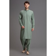 OLIVE GREEN PAKISTANI STYLISH SALWAR KAMEEZ FOR MEN