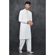 Off White Embroidered Kurta Shalwar Pakistani Menswear Suit