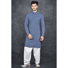 BRIGHT BLUE & WHITE DESI MEN'S KURTA SALWAR