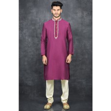 BOLD PLUM EMBELLISHED KURTA PAJAMA MEN'S SUIT