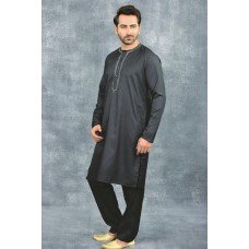 Black Embroidered Indian Mens Kurta Ethnic Wedding Suit