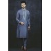 Dark Grey Embroidered Kurta Indian Men's Pajama Suit