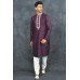 Purple Embroidered Kurta Indian Men Wedding Outfit