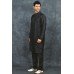 Black Pakistani Designer Men's Eid Kurta Pajama Festive Suit