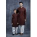 Dark Maroon & White Kurta Shalwar Pakistani Menswear Suit