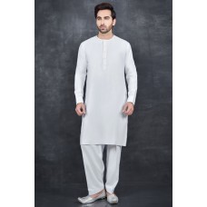 White Sophisticated Pakistani Mens Kurta Shalwar