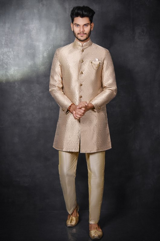 Gold Sherwani Indian Wedding Outfit For Men