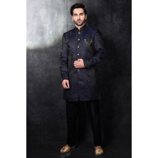 Midnight Blue Men's Sherwani Pakistani Designer Groom Outfit