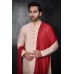 Peach Indian Mens Wedding Party Kurta Pajama Stole