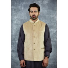 Gold Pakistani Designer Mens Formal Waistcoat 