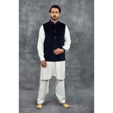 Navy Blue Formal Pakistani Mens Waistcoat