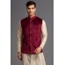 Maroon Waistcoat Velvet Mens Outfit 