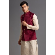 Maroon Waistcoat Velvet Mens Outfit 