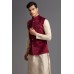 Maroon Waistcoat Velvet Mens Outfit 