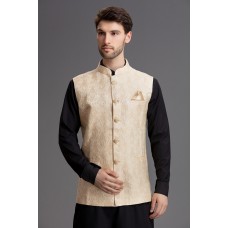 Gold Waistcoat Indian Mens Wedding Wear