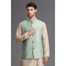 Mint Brocade Waistcoat Fancy Wedding Mens Outfit