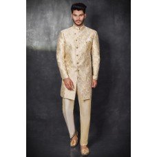 Fawn Wedding Sherwani For Groom Menswear Ethnic Suit